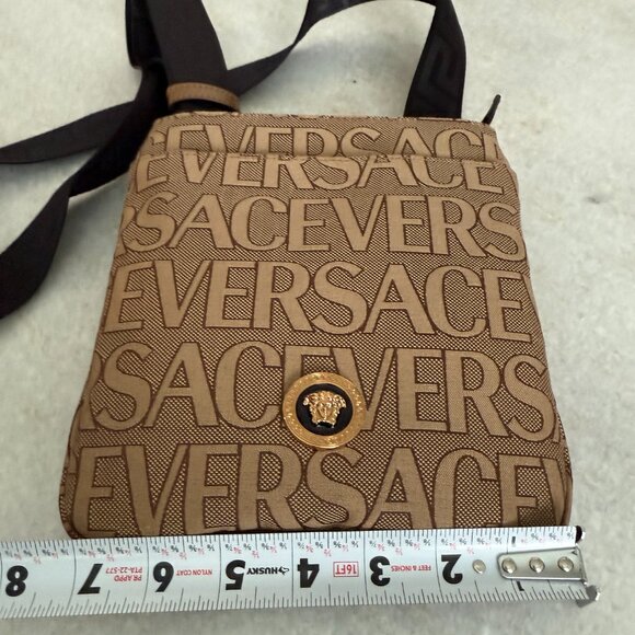 Versace 1020745 La Medusa Canvas Fabric Logo Crossbody All over Bag - Picture 7 of 16